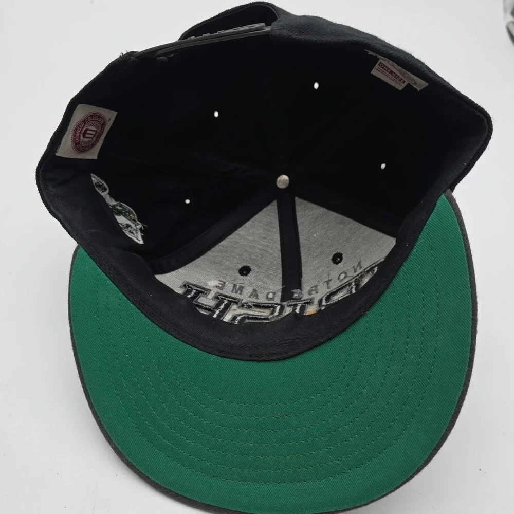 Vtg 47 Brand Notre Dame Fighting Irish Leprechaun Logo Snapback Hat Cap Black